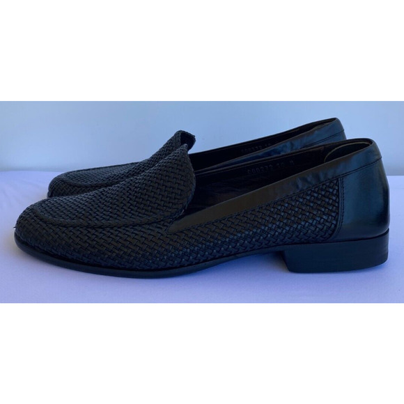 Bragano Cole Haan Shoes Mens 10M Black Leather Loafers Woven Classic main image 7